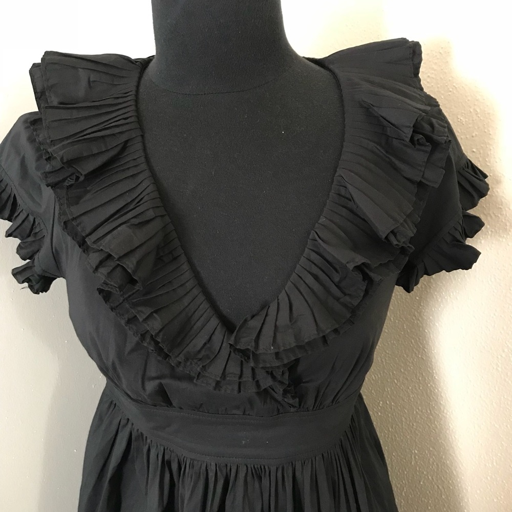 Maggy London Black Dress with Ruffle Collar. - Picture 2 of 6